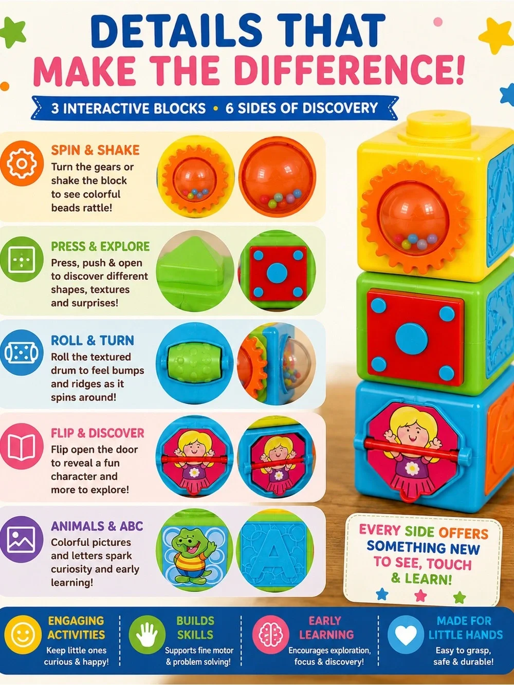 PLAYGO PLASTIC ACTIVITY BLOCKS SET OF 3